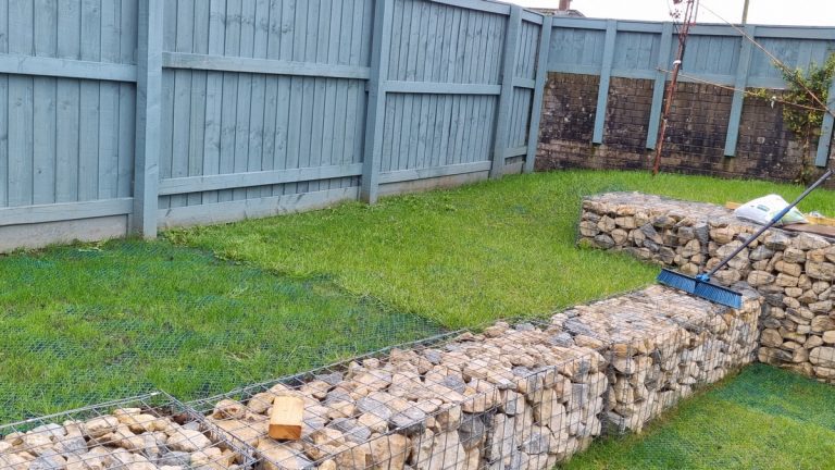 Completed GrassMesh Garden Transformation - Two Turf Levels